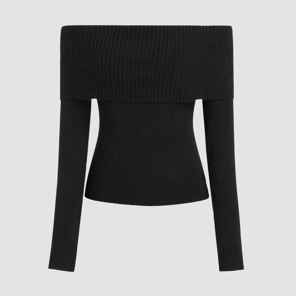 Cider Black Off-Shoulder Sweater